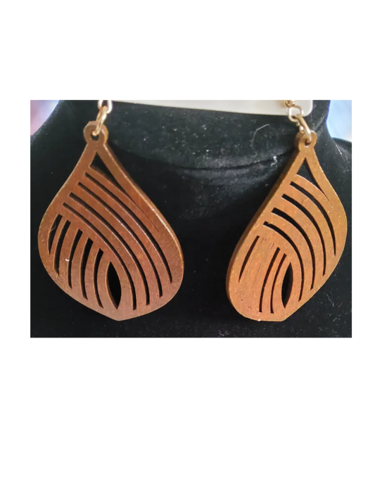 Wooden Teardrop Earrings